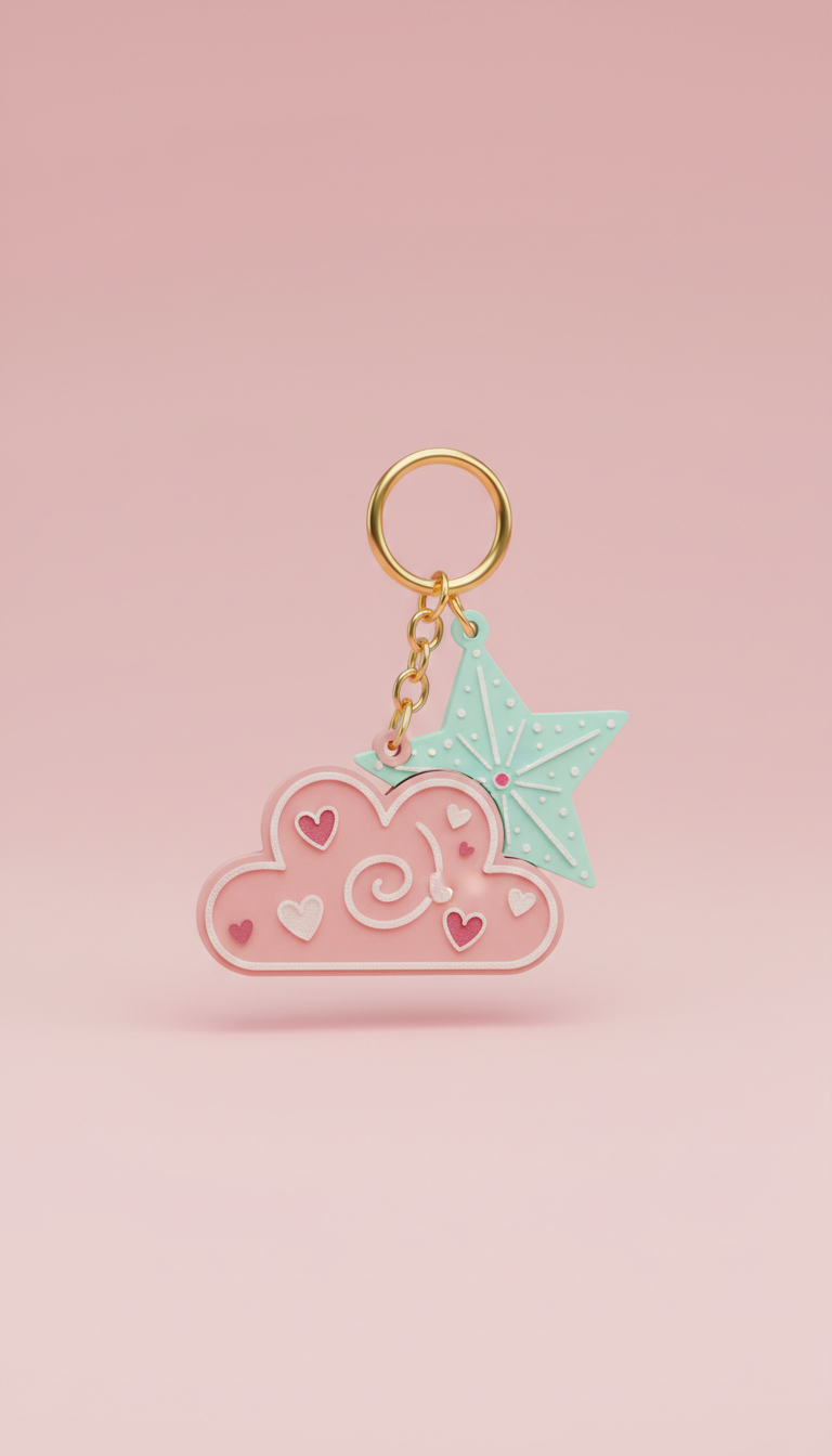 Blush Pink & Aqua Mint Acrylic Keychain