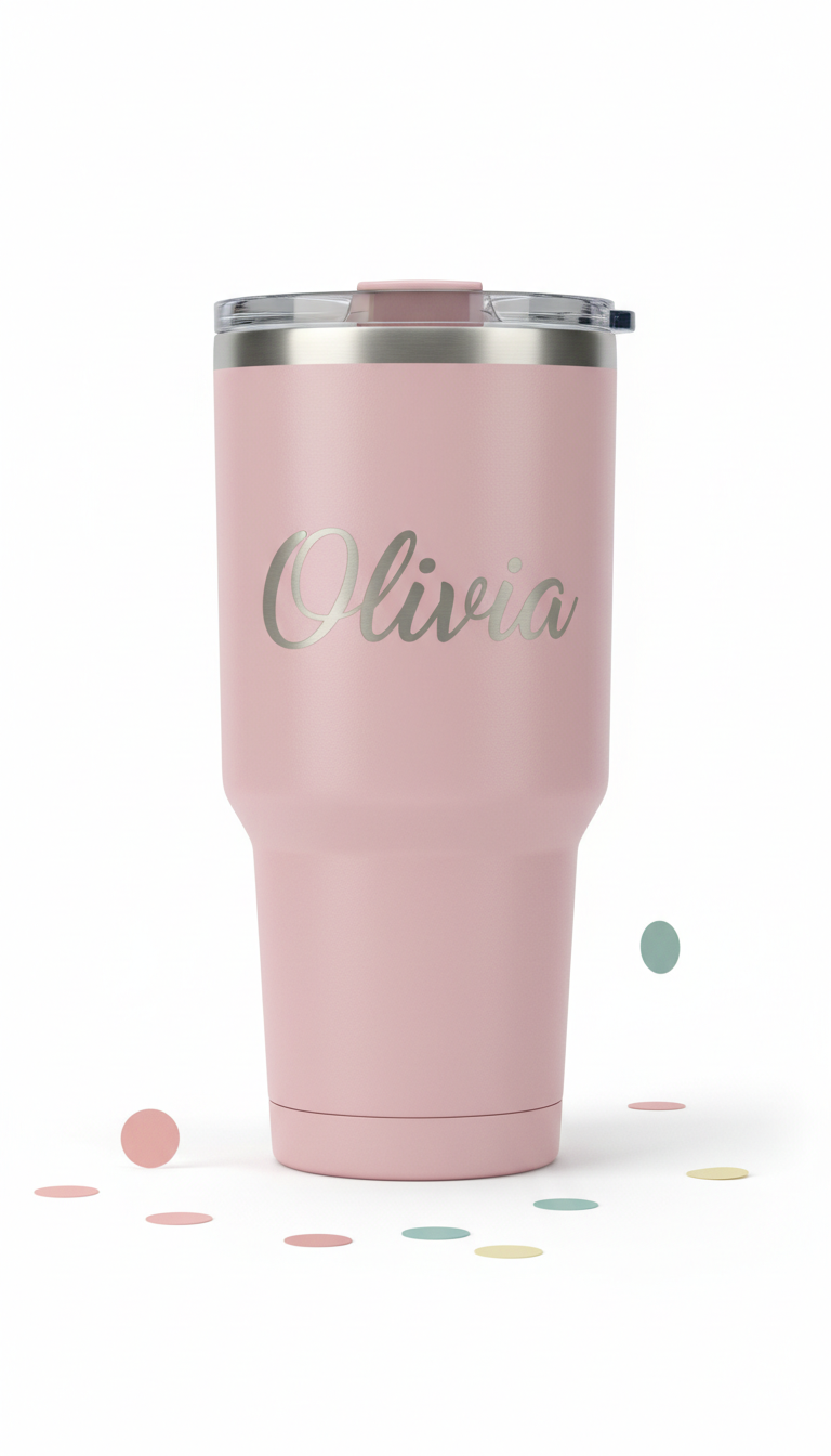 Blush Pink Engraved Stainless Tumbler