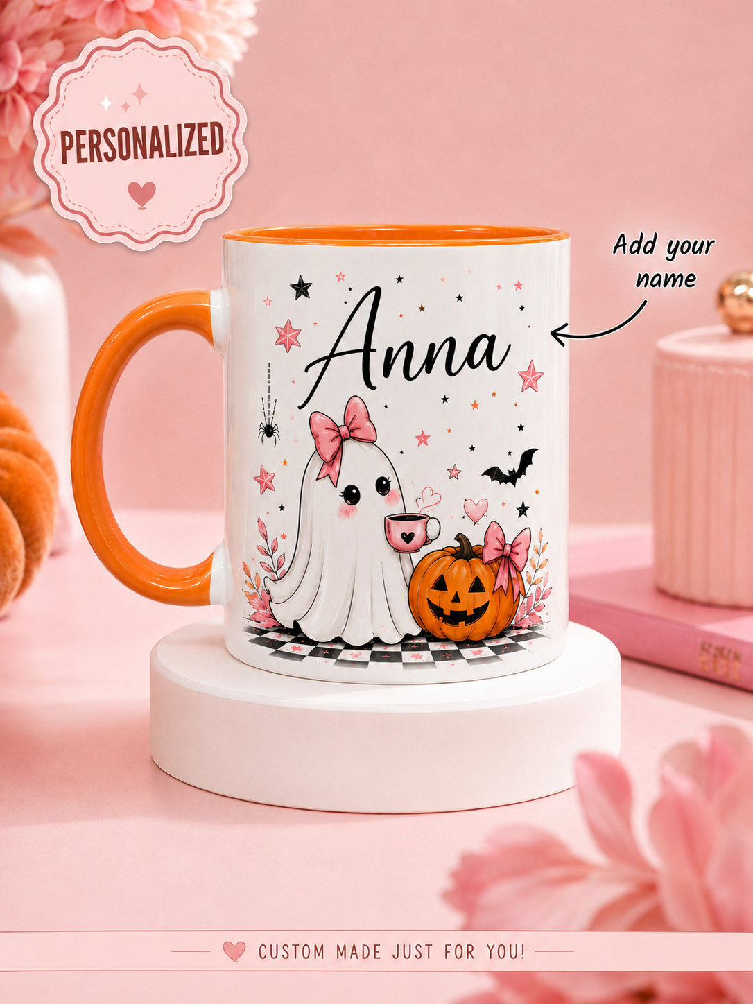 Personalised Halloween mug example with name Anna